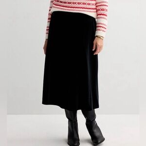 Croft & Barrow Black Velour Midi A-Line Skirt